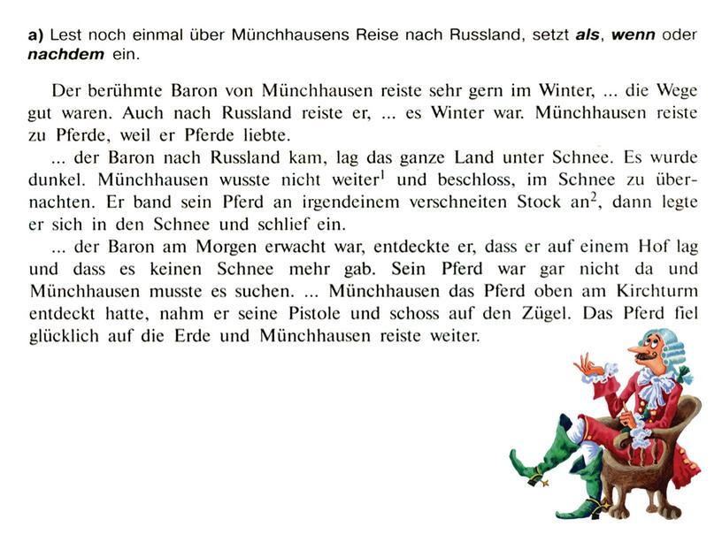 Презентация по немецкому языку "Wie Münchhausen nach Russland reiste" для учащихся 8 класса