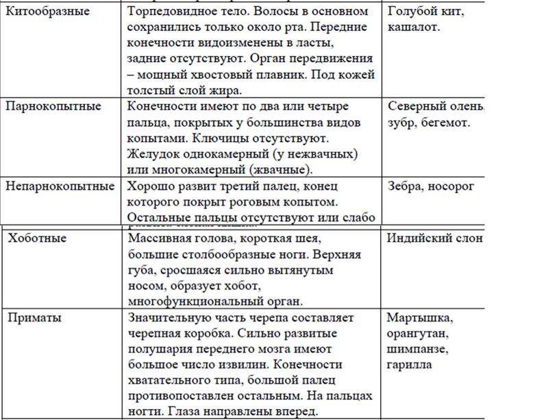 Млекопитающие , 8класс, биология