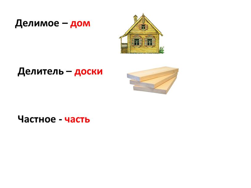 Делимое – дом Делитель – доски