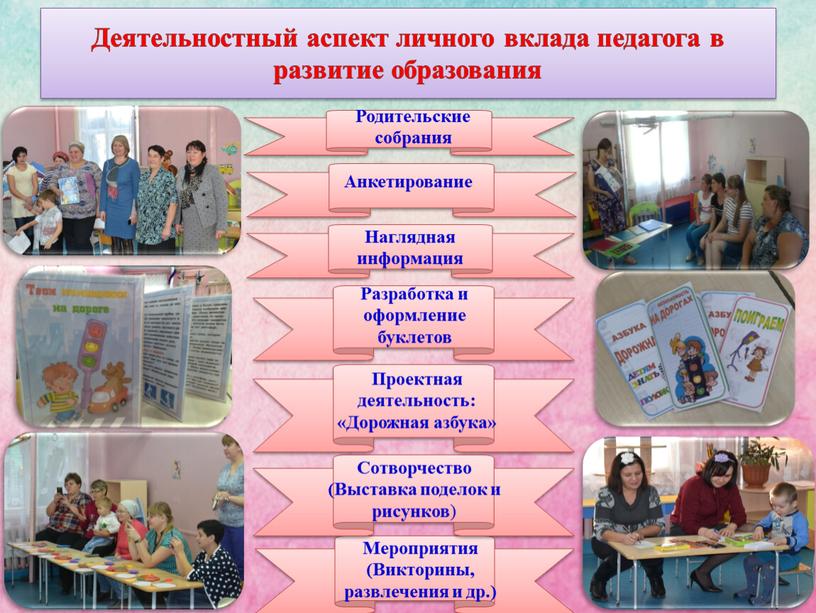 Деятельностный аспект личного вклада педагога в развитие образования