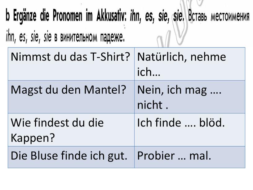 Nimmst du das T-Shirt? Natürlich, nehme ich…