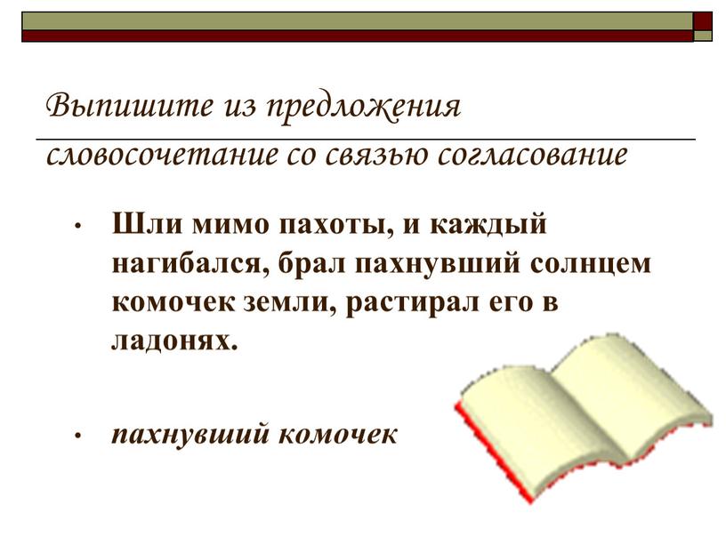 Выпишите из предложения словосочетание со связью согласование