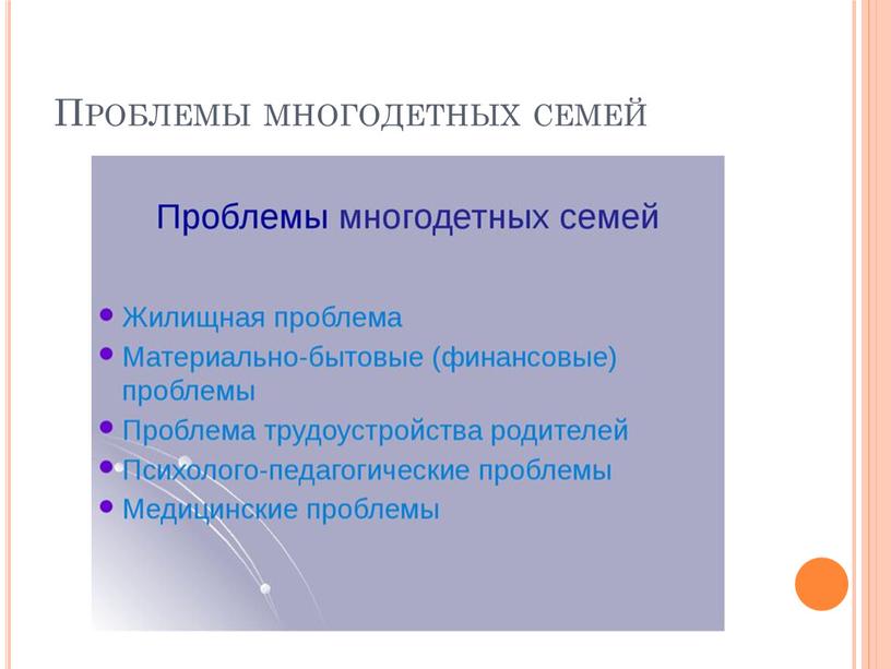 Проблемы многодетных семей