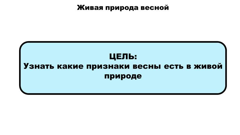 ЦЕЛЬ: Узнать какие признаки весны есть в живой природе