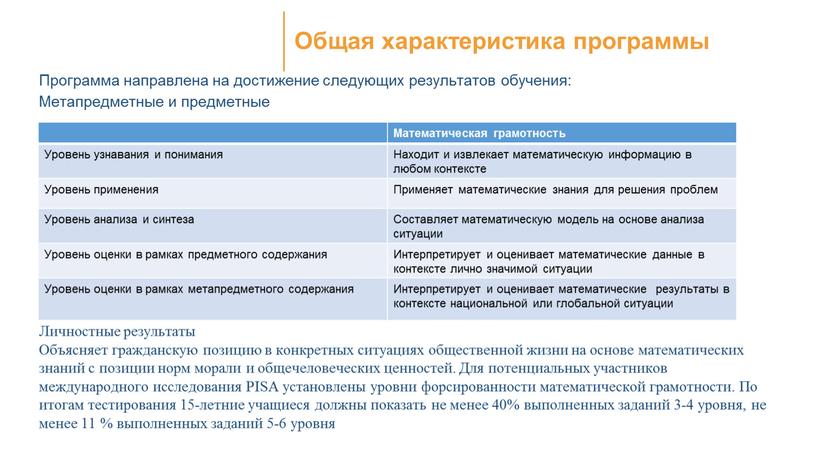 Общая характеристика программы