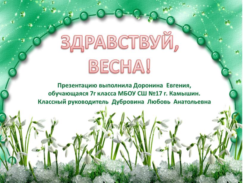 ЗДРАВСТВУЙ, ВЕСНА! Презентацию выполнила