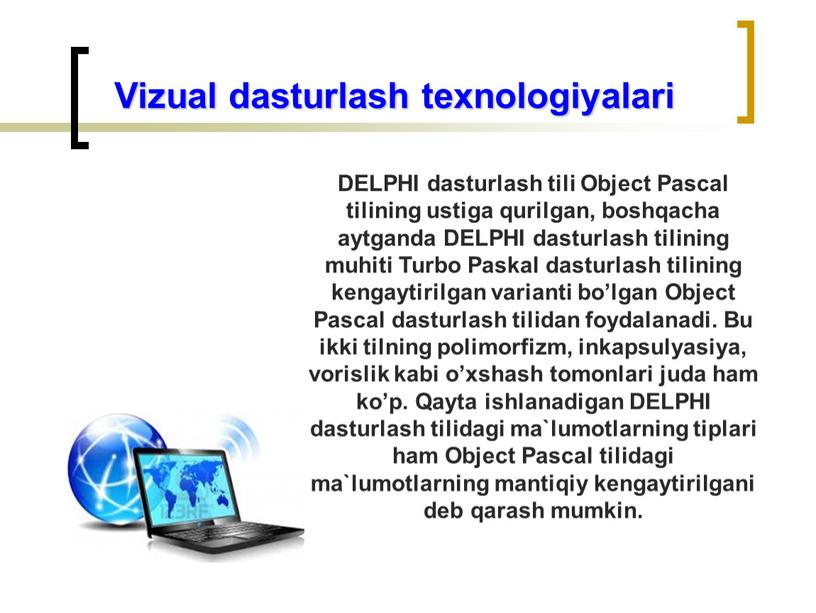 Vizual dasturlash texnologiyalari