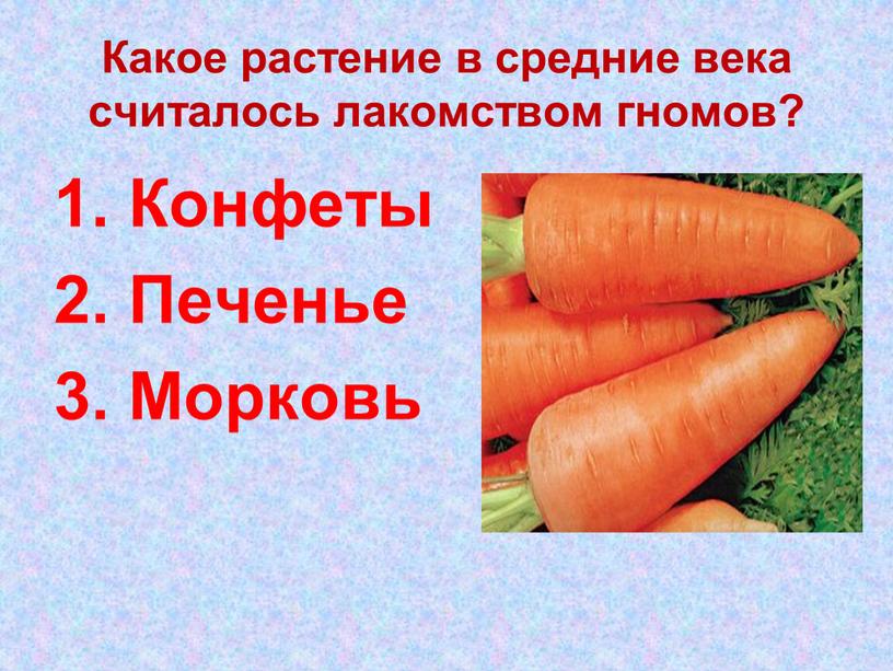 Какое растение в средние века считалось лакомством гномов? 1