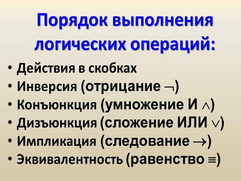 Презентация к уроку по теме Логические операции