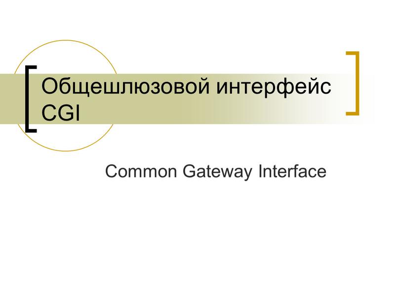 Общешлюзовой интерфейс CGI Common