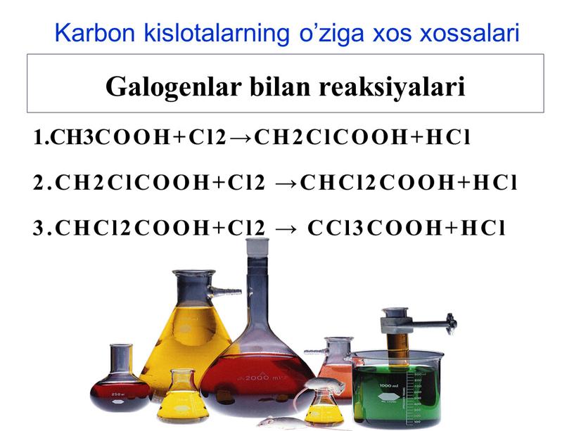 Galogenlar bilan reaksiyalari 1
