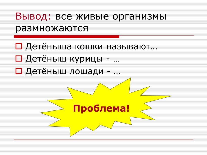 Вывод: все живые организмы размножаются