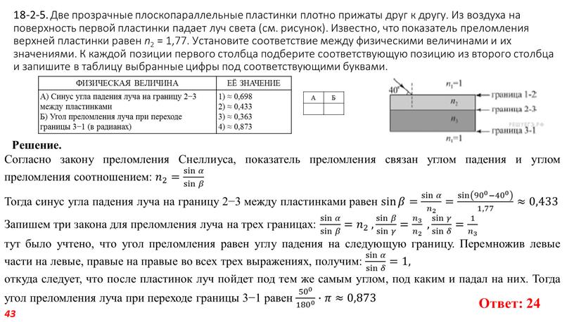 Две прозрачные плоскопараллельные пластинки плотно прижаты друг к другу