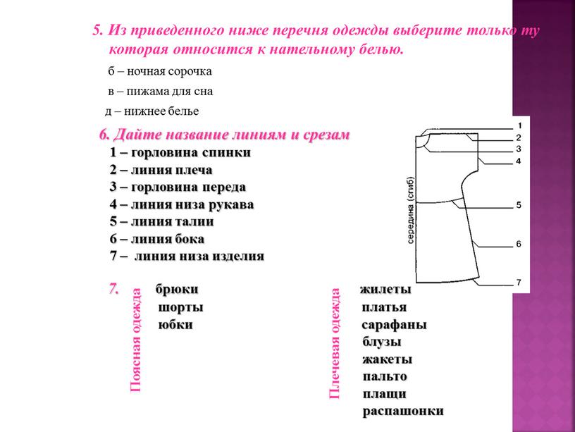 Из приведенного ниже перечня одежды выберите только ту которая относится к нательному белью