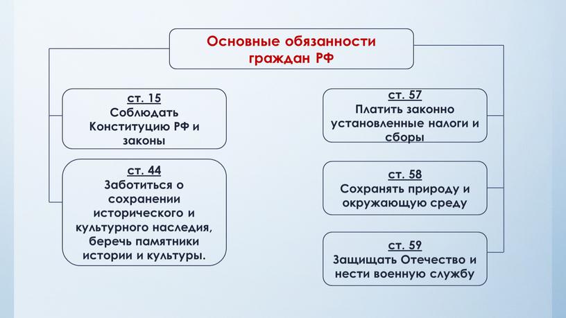 Основные обязанности граждан РФ ст