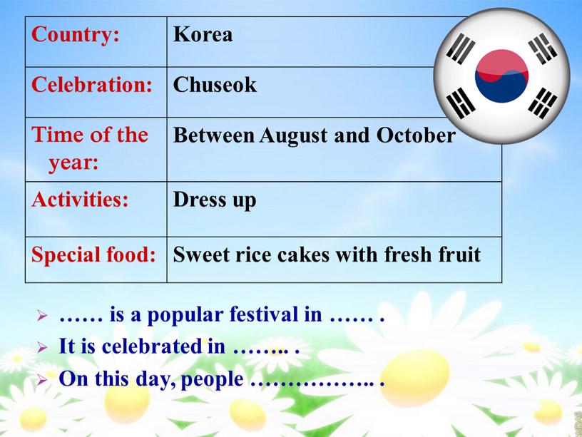 Country: Korea Celebration: Chuseok