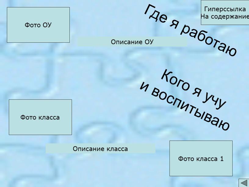 Где я работаю Описание ОУ Кого я учу и воспитываю