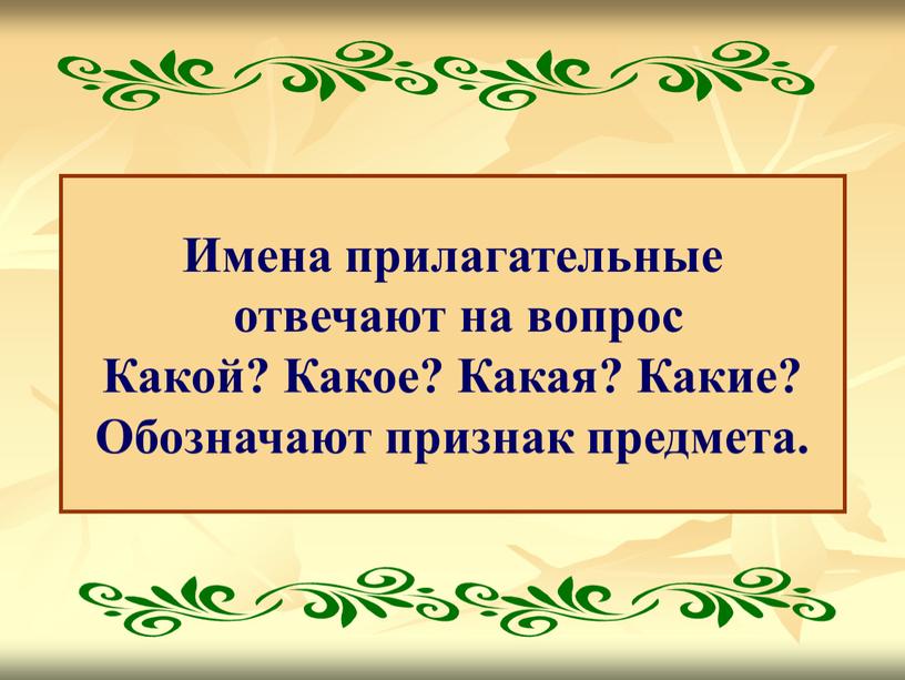 Имена прилагательные отвечают на вопрос