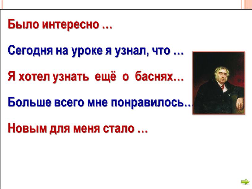 Было интересно … Сегодня на уроке я узнал, что …