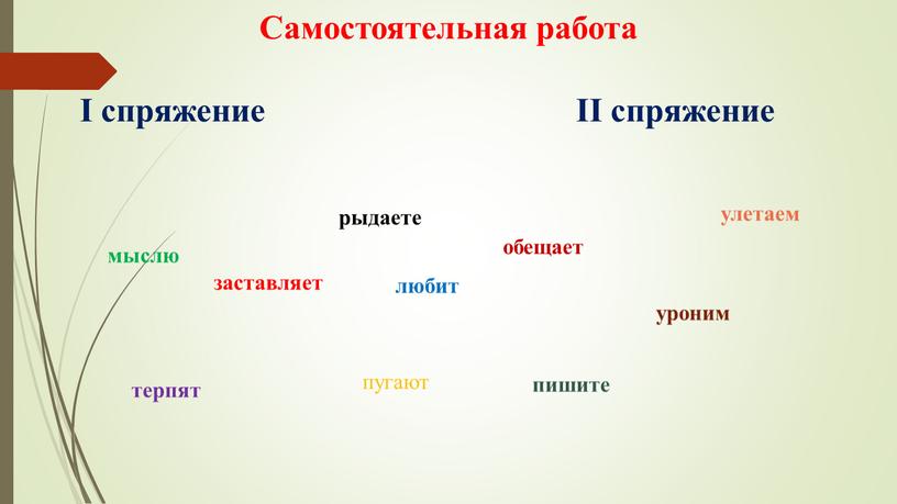 Самостоятельная работа I спряжение