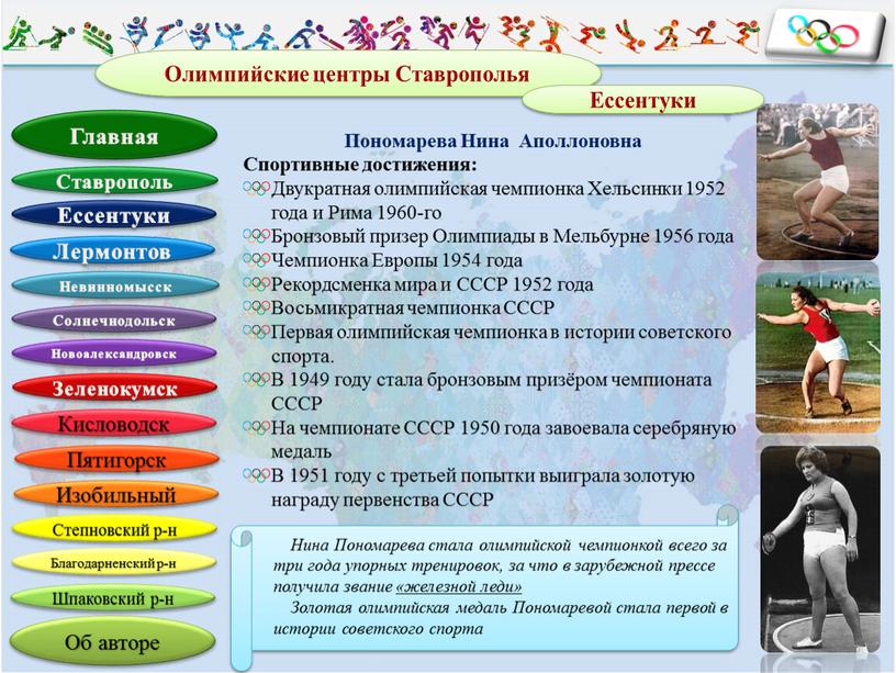 Пономарева Нина Аполлоновна Спортивные достижения: