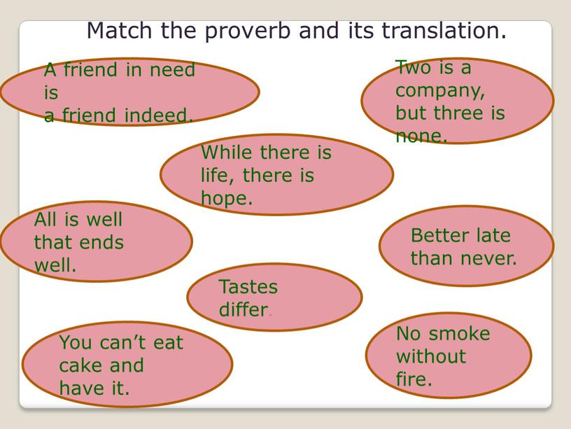 Match the proverb and its translation