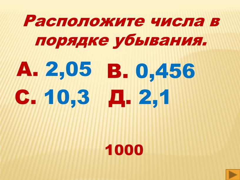 Расположите числа в порядке убывания