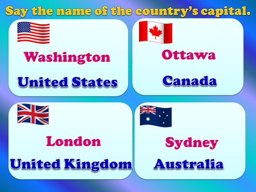 Say the name of the country’s capital