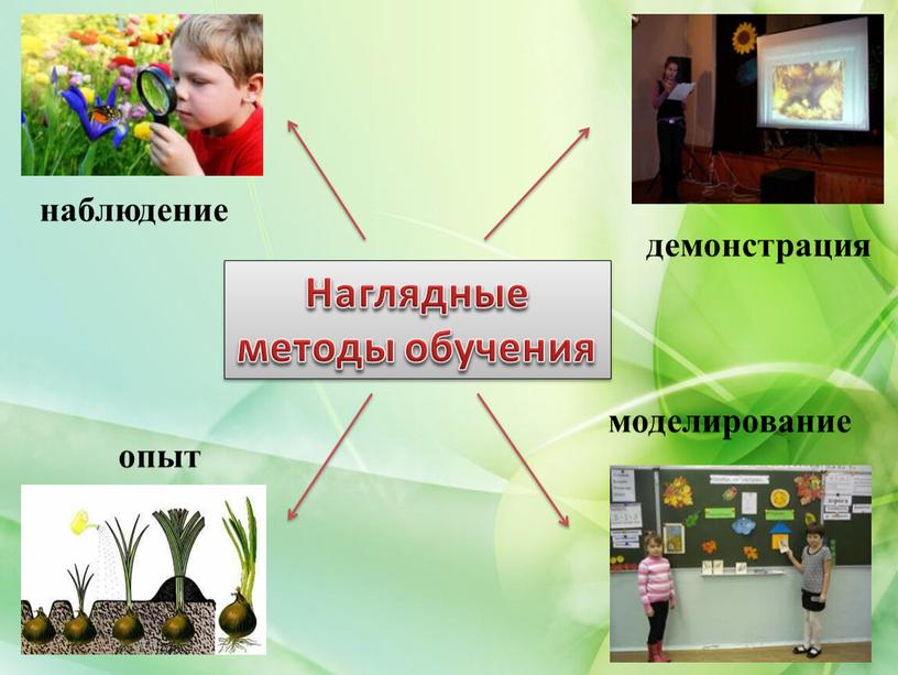 Наглядные методы обучения наблюдение демонстрация опыт моделирование