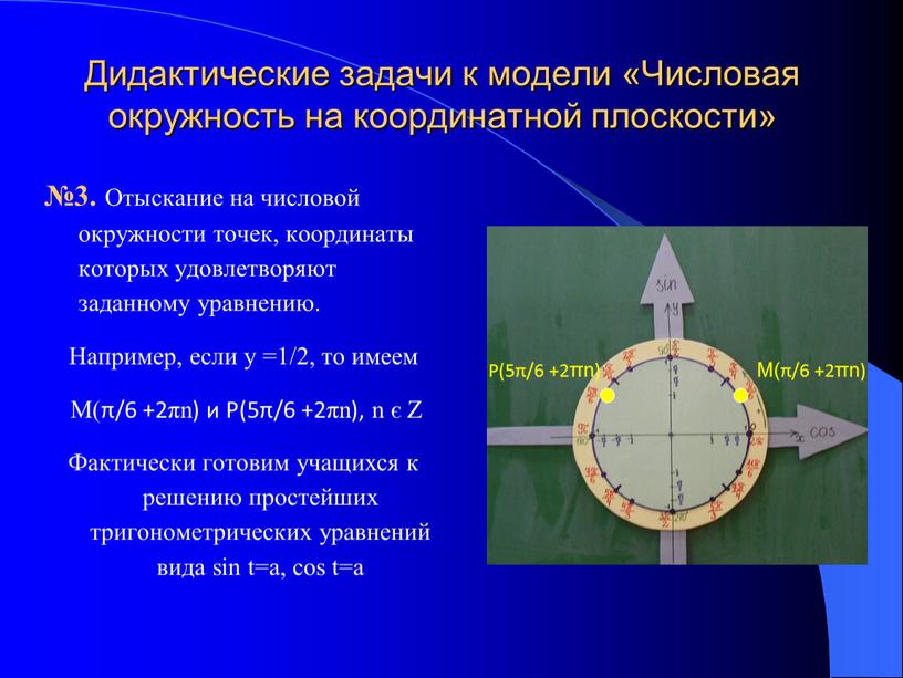 Дидактические задачи к модели «Числовая окружность на координатной плоскости» №3