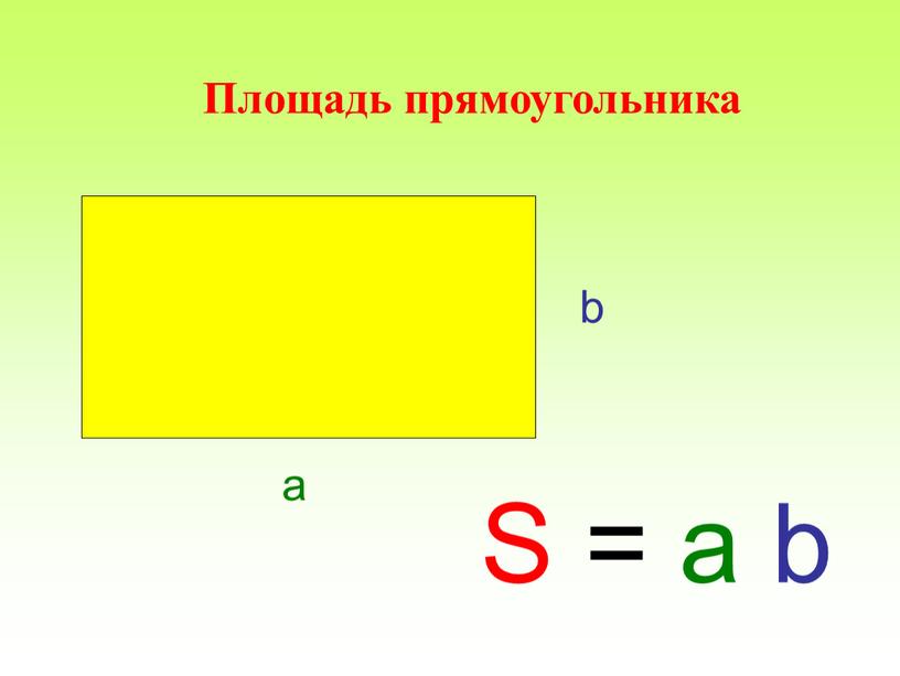 Площадь прямоугольника S = a b a b