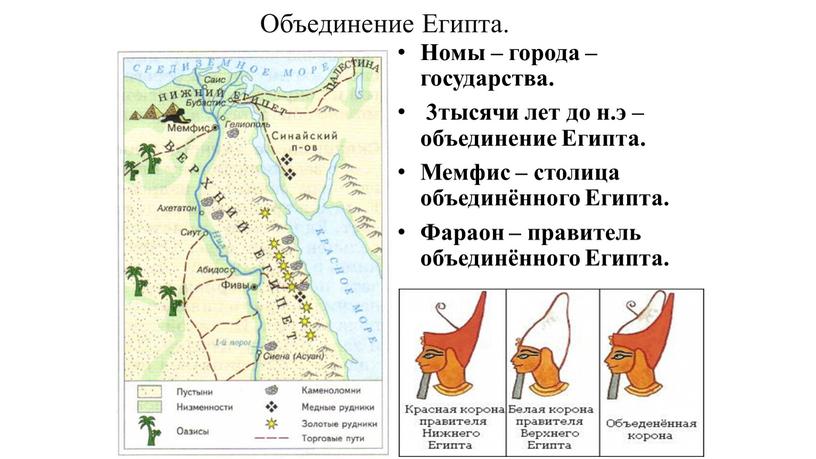 Объединение Египта. Номы – города – государства