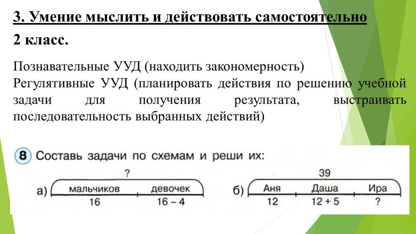 Умение мыслить и действовать самостоятельно 2 класс