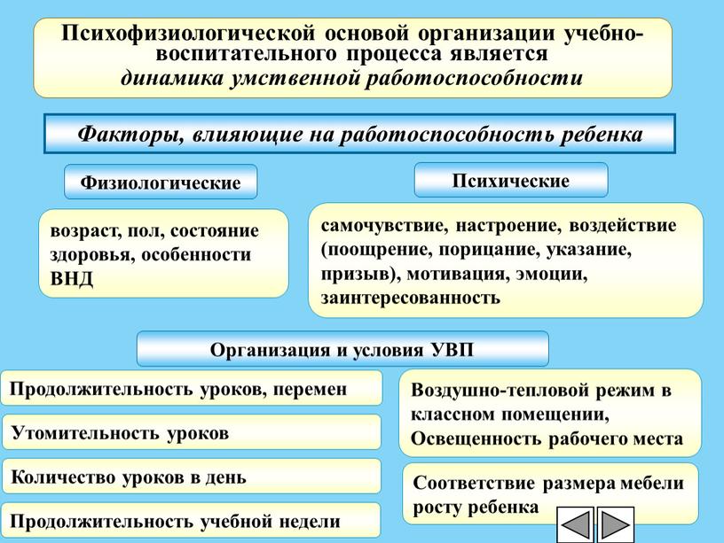 Факторы, влияющие на работоспособность ребенка