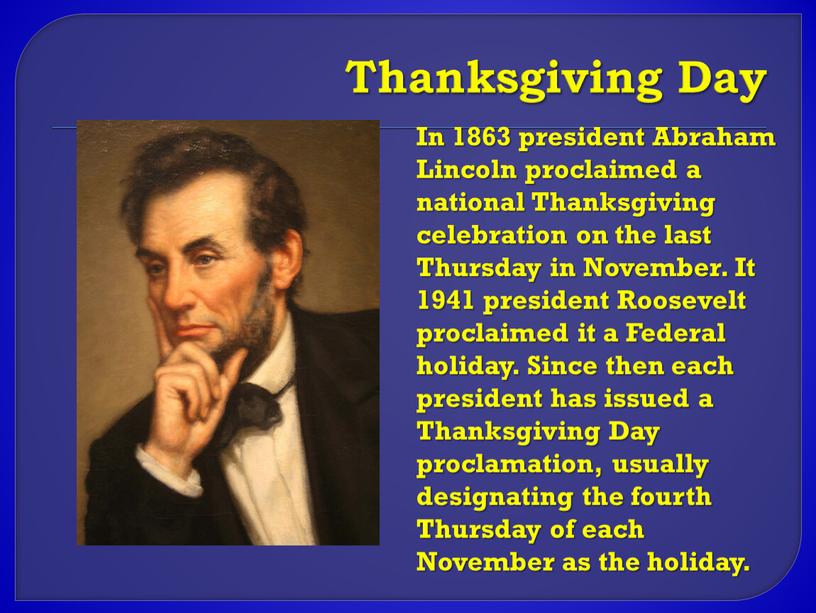 Thanksgiving Day In 1863 president