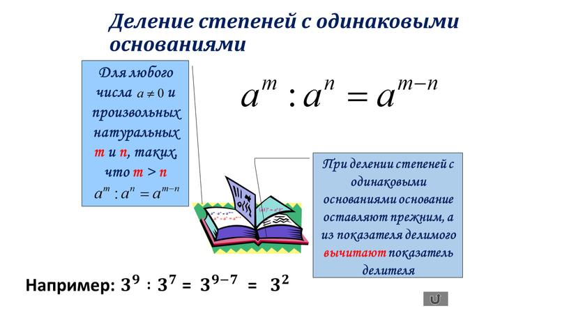 Деление степеней с одинаковыми основаниями