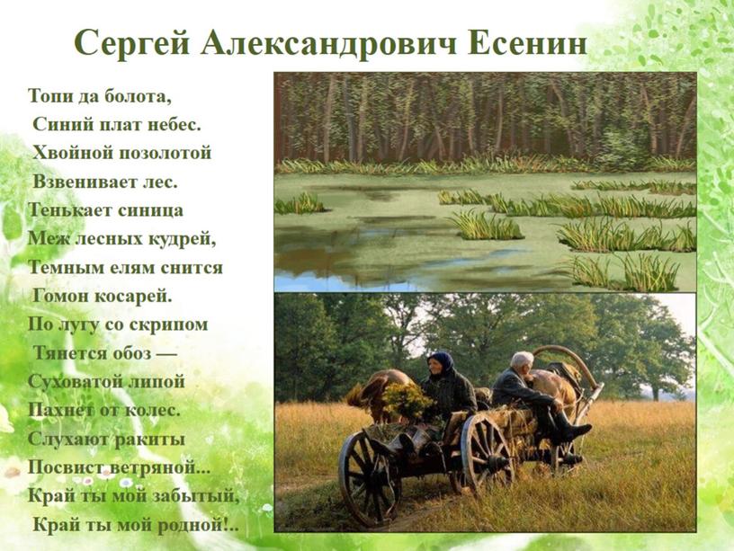 "С чего начинается Родина". Стихи русских поэтов 20 века о родной природе.