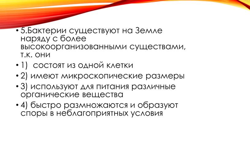 Бактерии существуют на Земле наряду с более высокоорганизованными существами, т