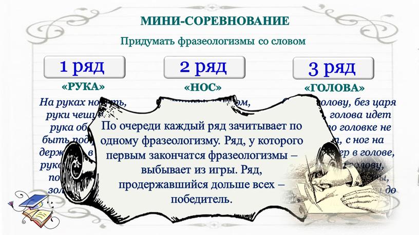 Сломя голову, без царя в голове, голова идет кругом, по головке не погладят, с ног на голову, ветер в голове, как снег на голову, вылетело…