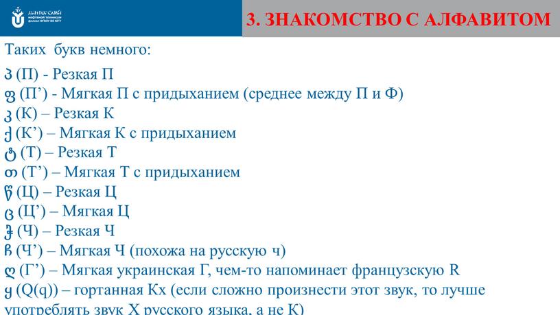 ЗНАКОМСТВО С АЛФАВИТОМ Современный башкирский алфавит