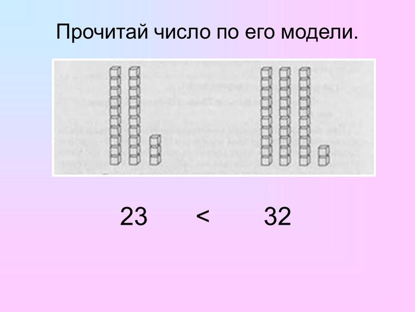 Прочитай число по его модели. 23 32 <