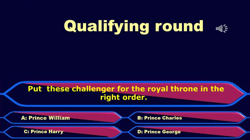 Qualifying round Put these challenger for the royal throne in the right order