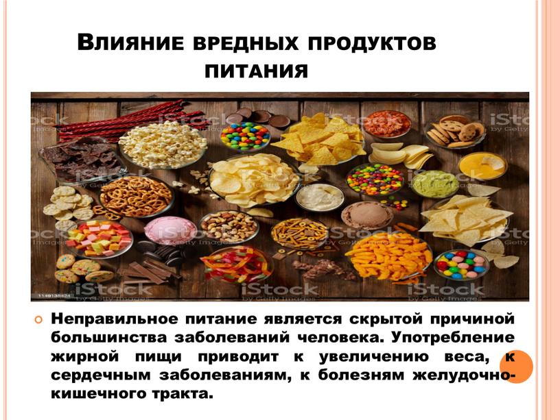 Влияние вредных продуктов питания