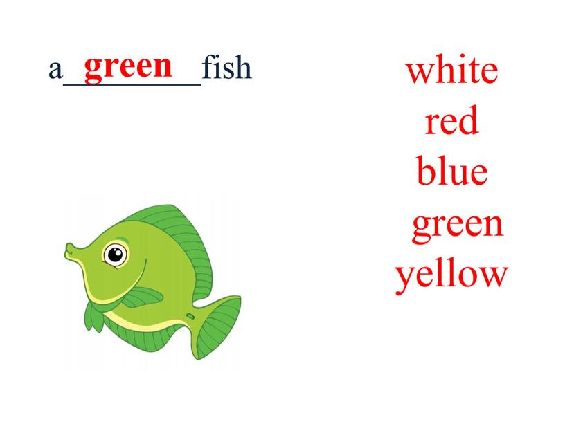 white red blue green yellow a________fish green