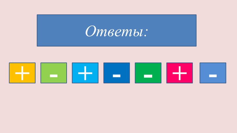 + - + - + - - Ответы: