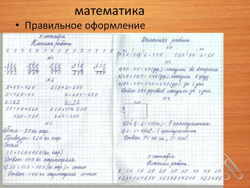 математика Правильное оформление