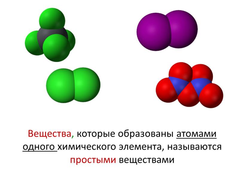 Вещества, которые образованы атомами одного химического элемента, называются простыми веществами