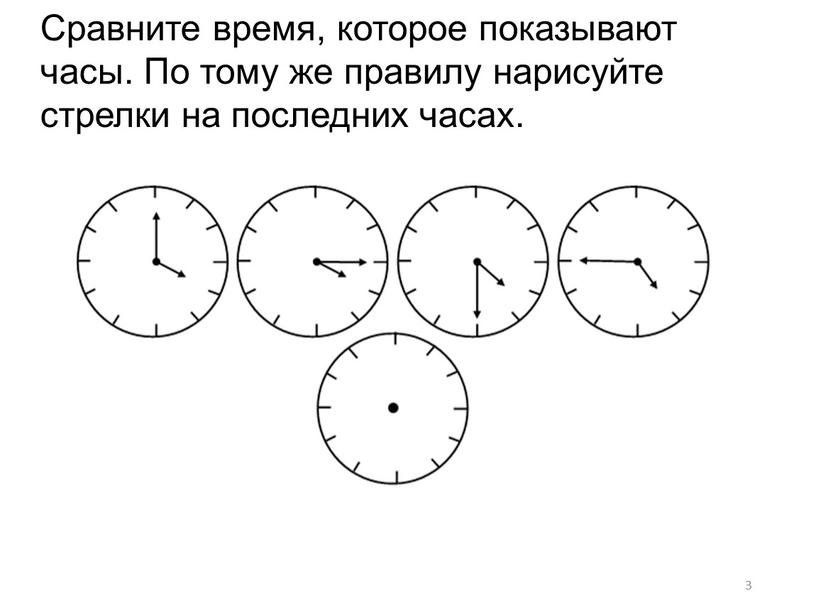 Сравните время, которое показывают часы