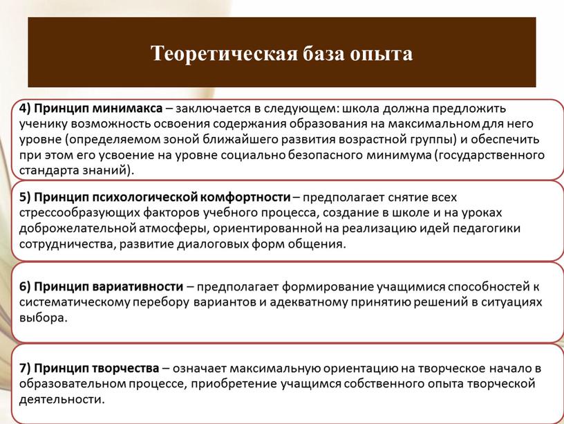 Теоретическая база опыта