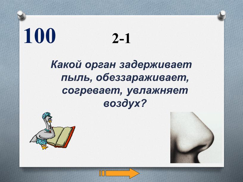 Какой орган задерживает пыль, обеззараживает, согревает, увлажняет воздух? 100